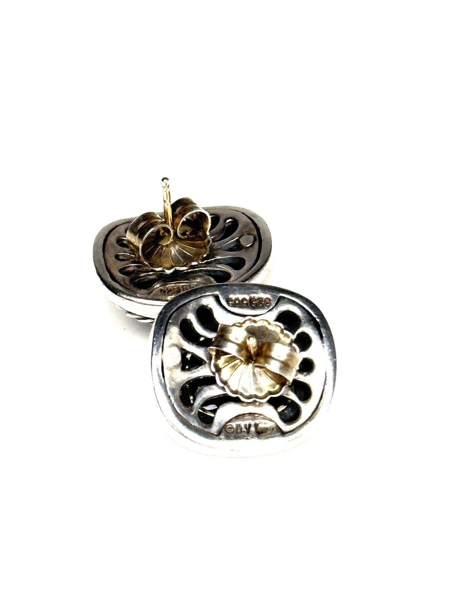 David Yurman ONYX Two-Tone 14K Gold & 925 Sterling Silver stud Earrings