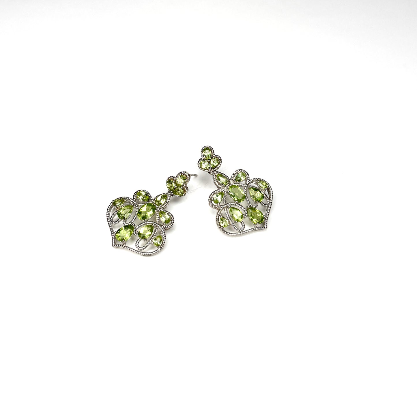 925 Sterling Silver Peridot Stone Dangle Earrings