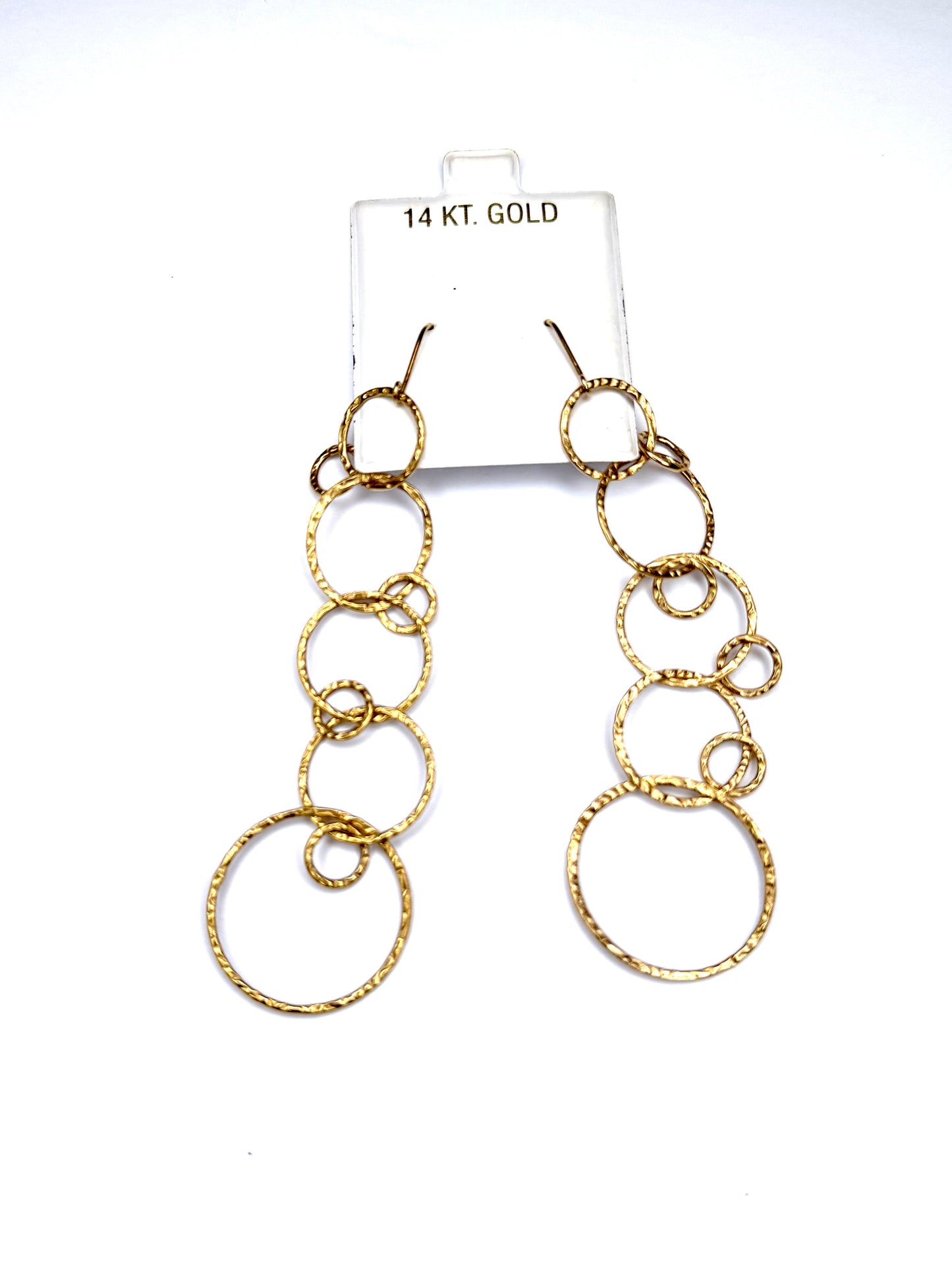 Pendientes colgantes de oro de 14 kt con círculos retorcidos