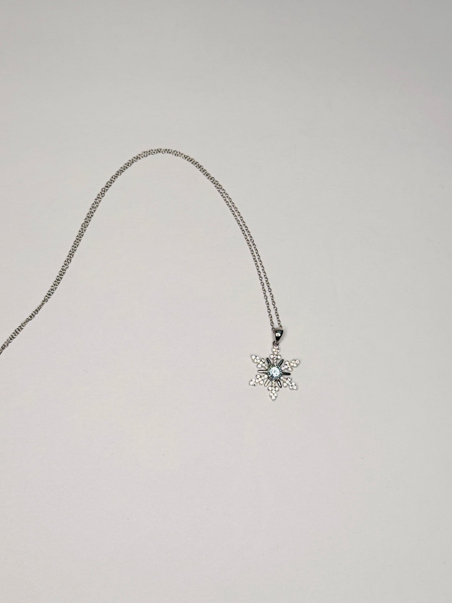 Sterling Silver Genuine Blue Topaz Snowflake Necklace