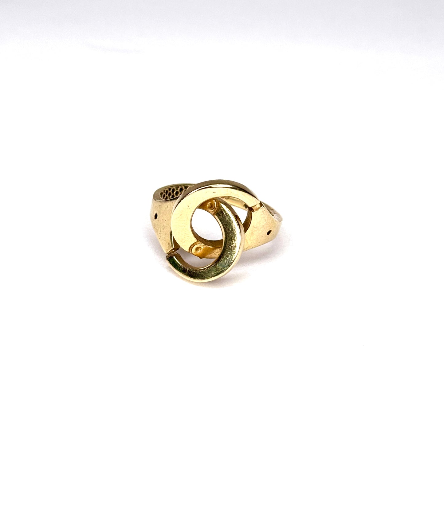 14K Gold Handcuff Ring and dangle Earrings Set