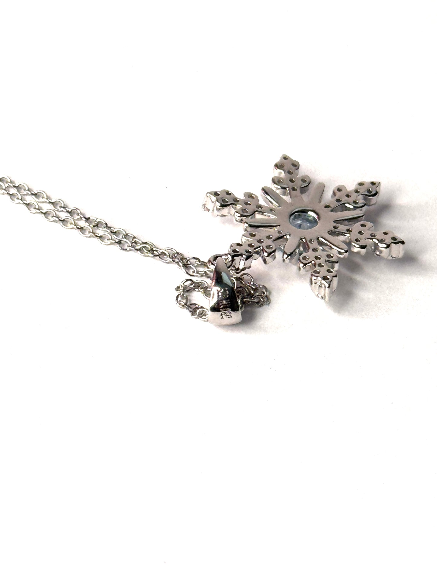 Sterling Silver Genuine Blue Topaz Snowflake Necklace