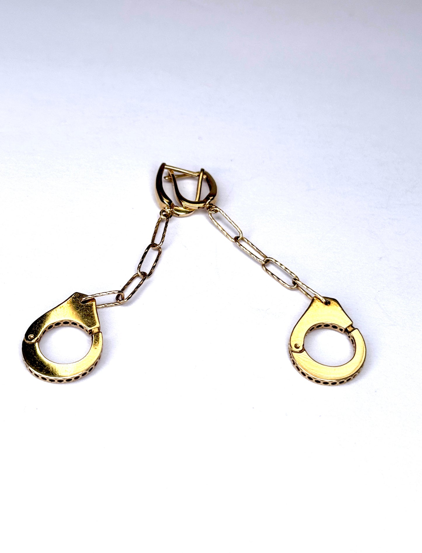 14K Gold Handcuff Ring and dangle Earrings Set