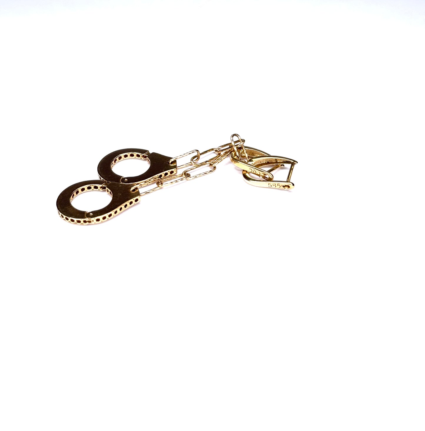 14K Gold Handcuff Ring and dangle Earrings Set