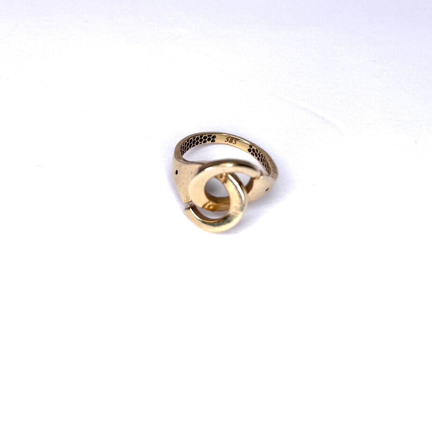 14K Gold Handcuff Ring and dangle Earrings Set