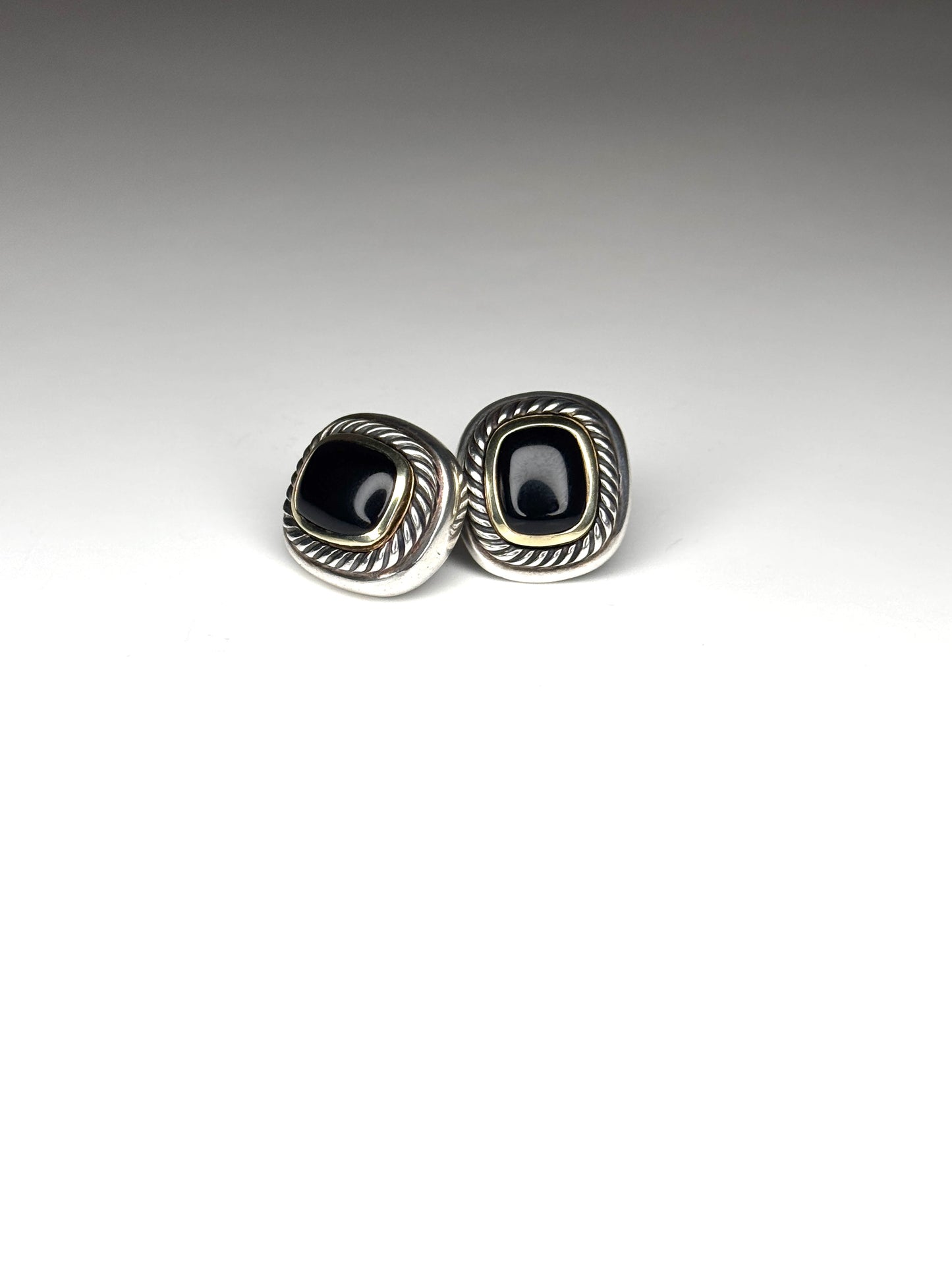 David Yurman ONYX Two-Tone 14K Gold & 925 Sterling Silver stud Earrings