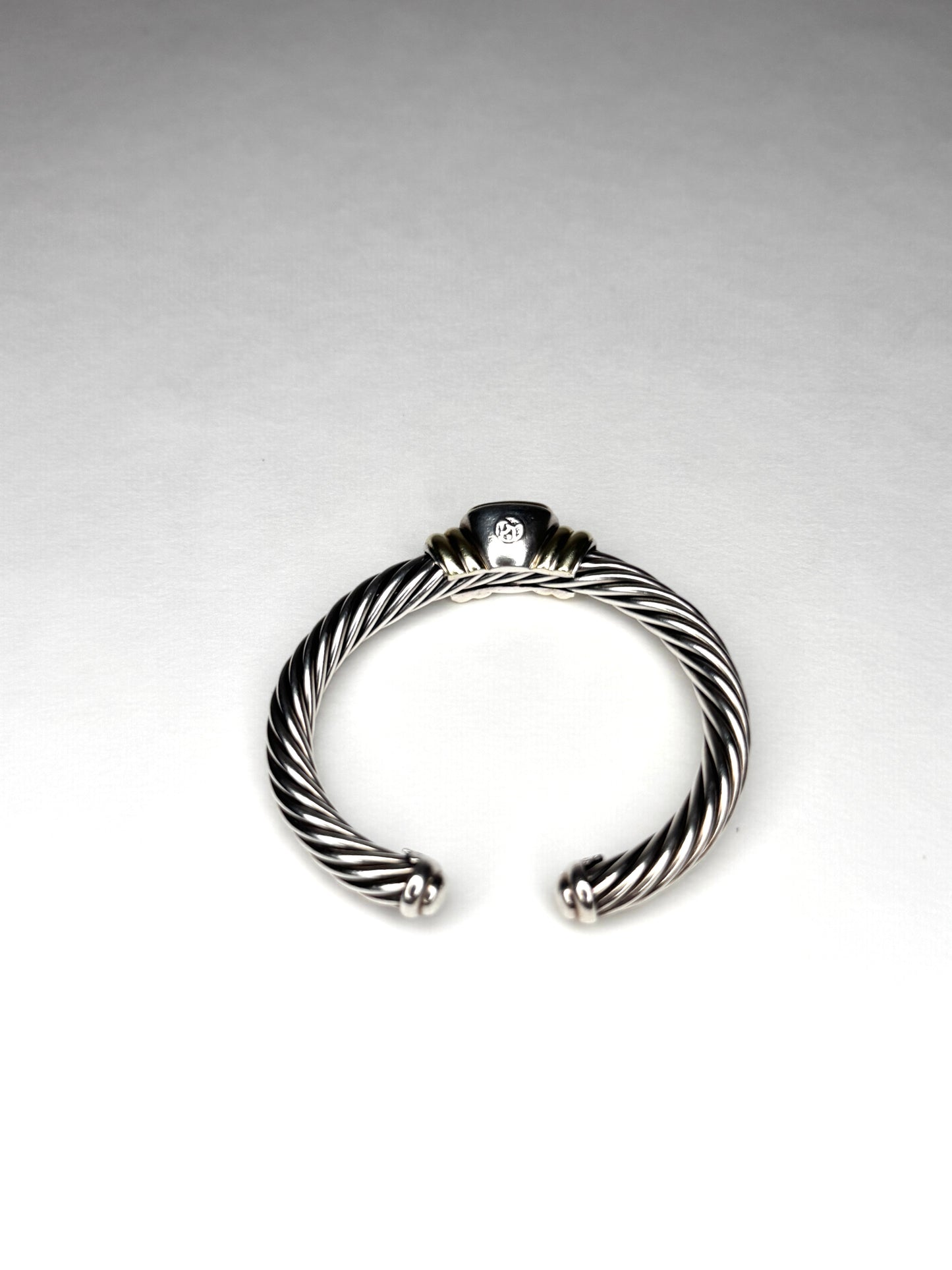 David Yurman Peridot Cuff Cable Bracelet Sterling Silver & 14K Gold