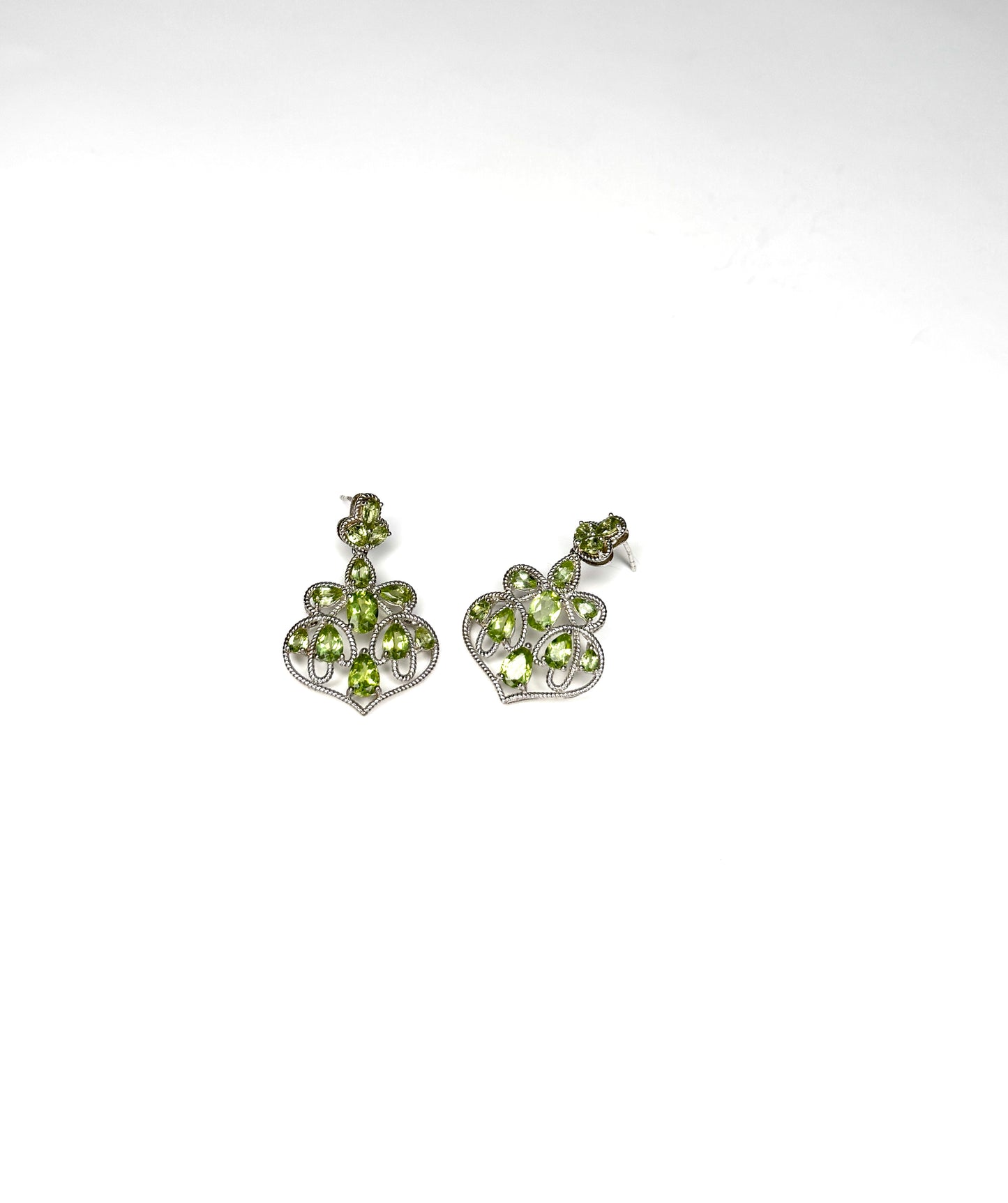 925 Sterling Silver Peridot Stone Dangle Earrings