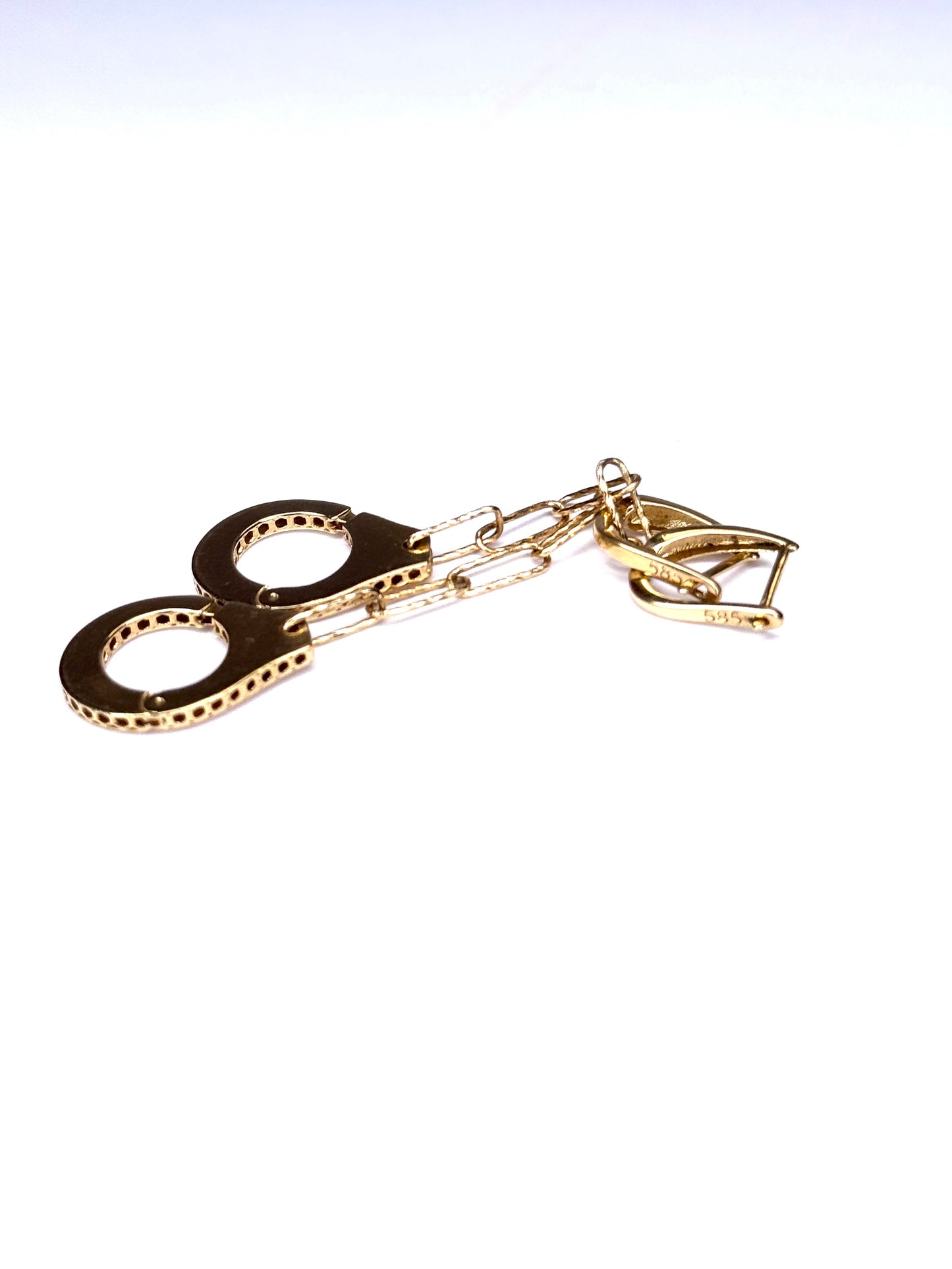 14K Gold Handcuff Ring and dangle Earrings Set
