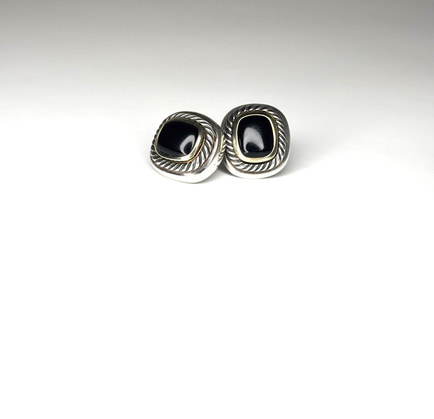 David Yurman ONYX Two-Tone 14K Gold & 925 Sterling Silver stud Earrings
