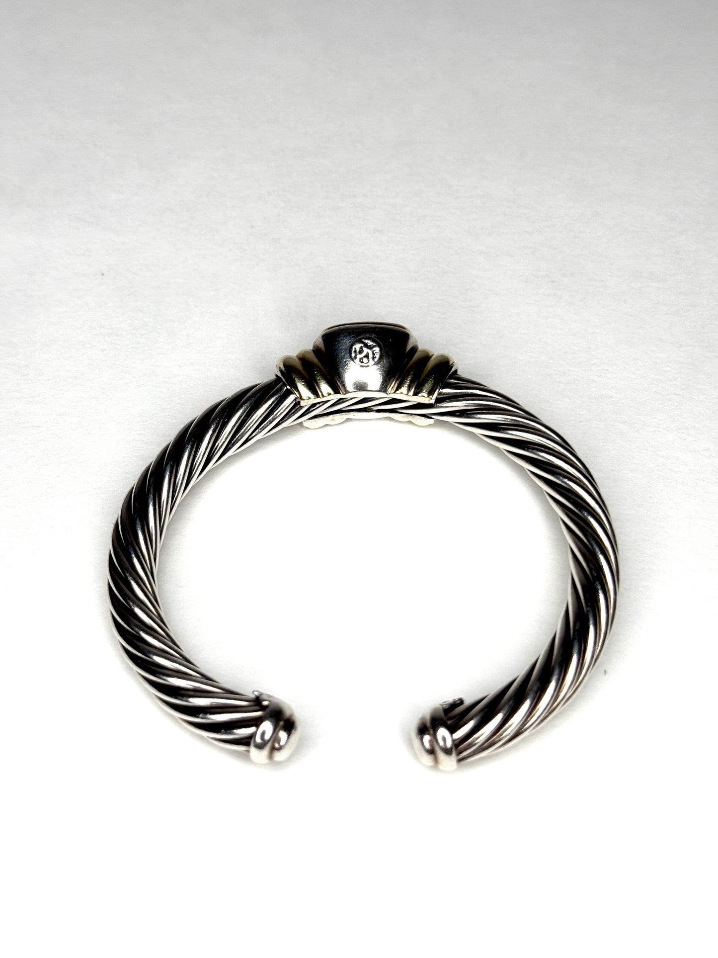 David Yurman Peridot Cuff Cable Bracelet Sterling Silver & 14K Gold