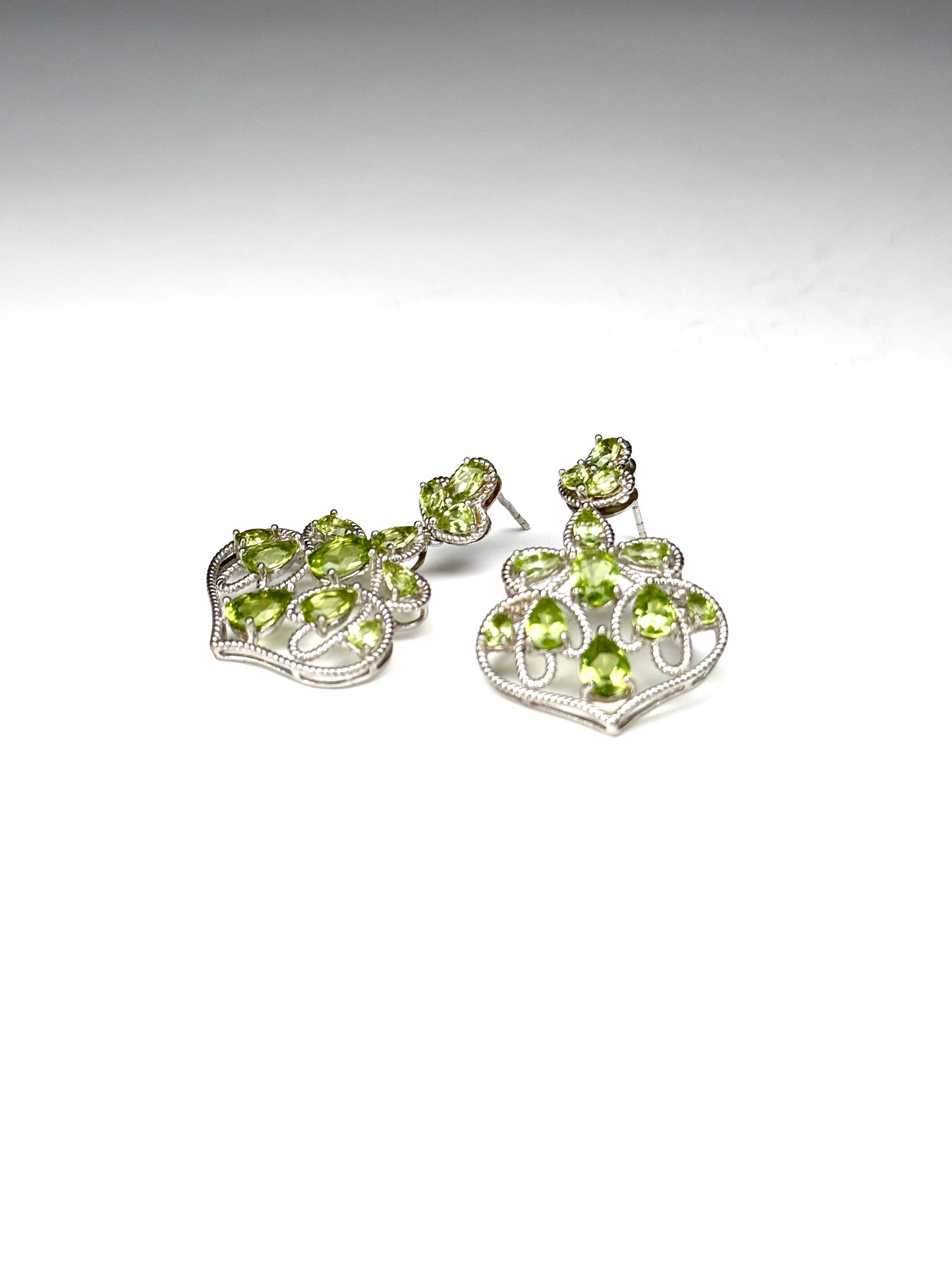925 Sterling Silver Peridot Stone Dangle Earrings