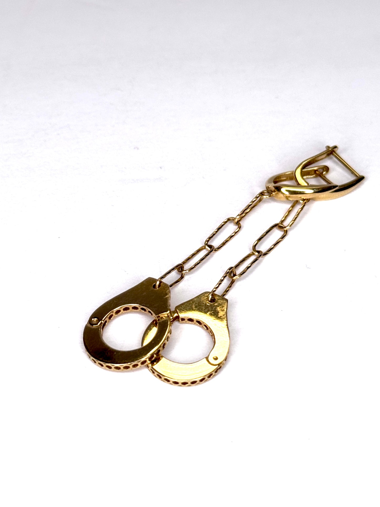 14K Gold Handcuff Ring and dangle Earrings Set