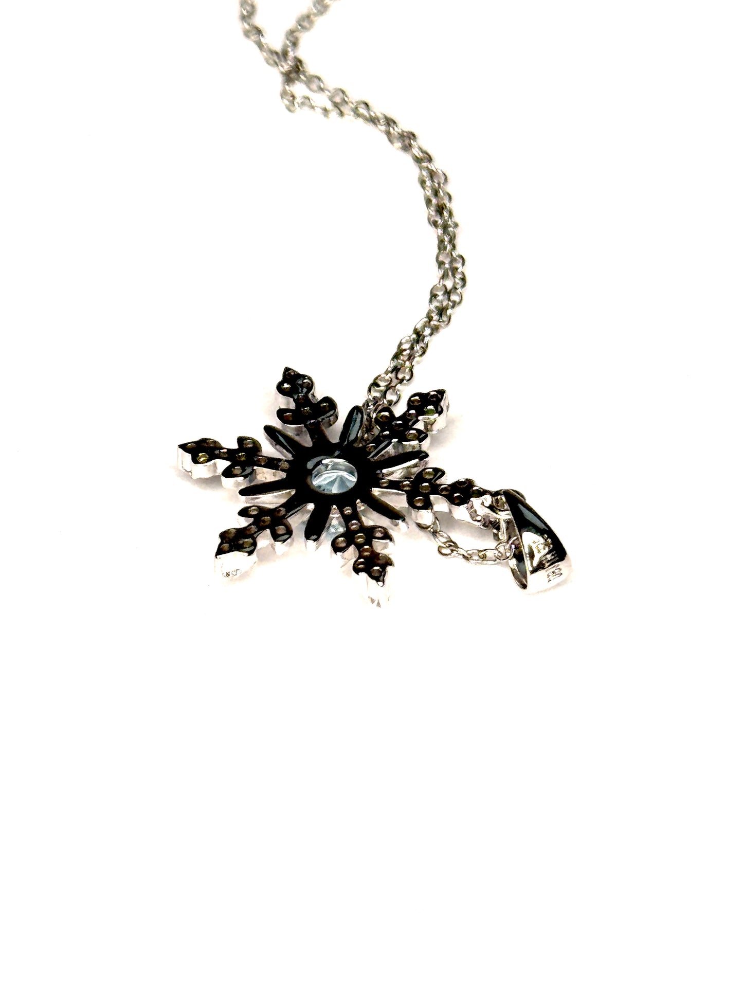 Sterling Silver Genuine Blue Topaz Snowflake Necklace