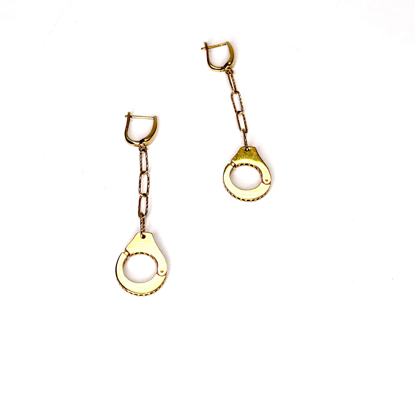14K Gold Handcuff Ring and dangle Earrings Set
