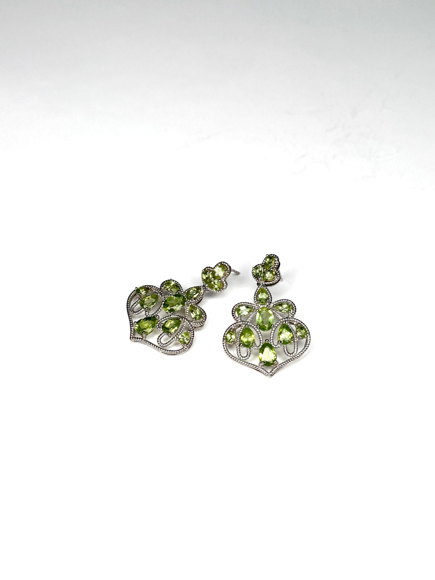 925 Sterling Silver Peridot Stone Dangle Earrings