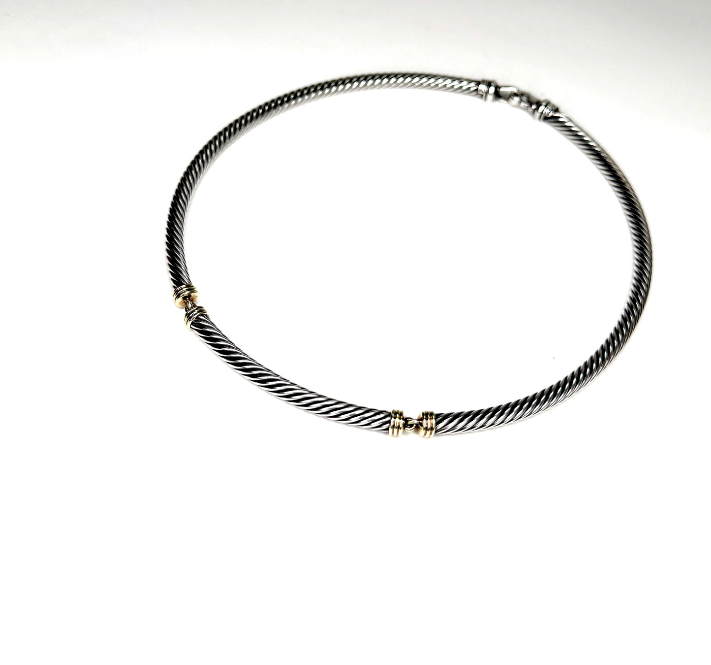 David Yurman Sterling Silver & 14K Chocker Collar Necklace