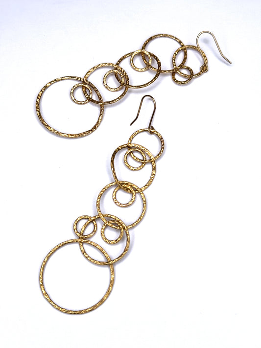 Boucles d'oreilles pendantes en or 14 carats à cercles torsadés