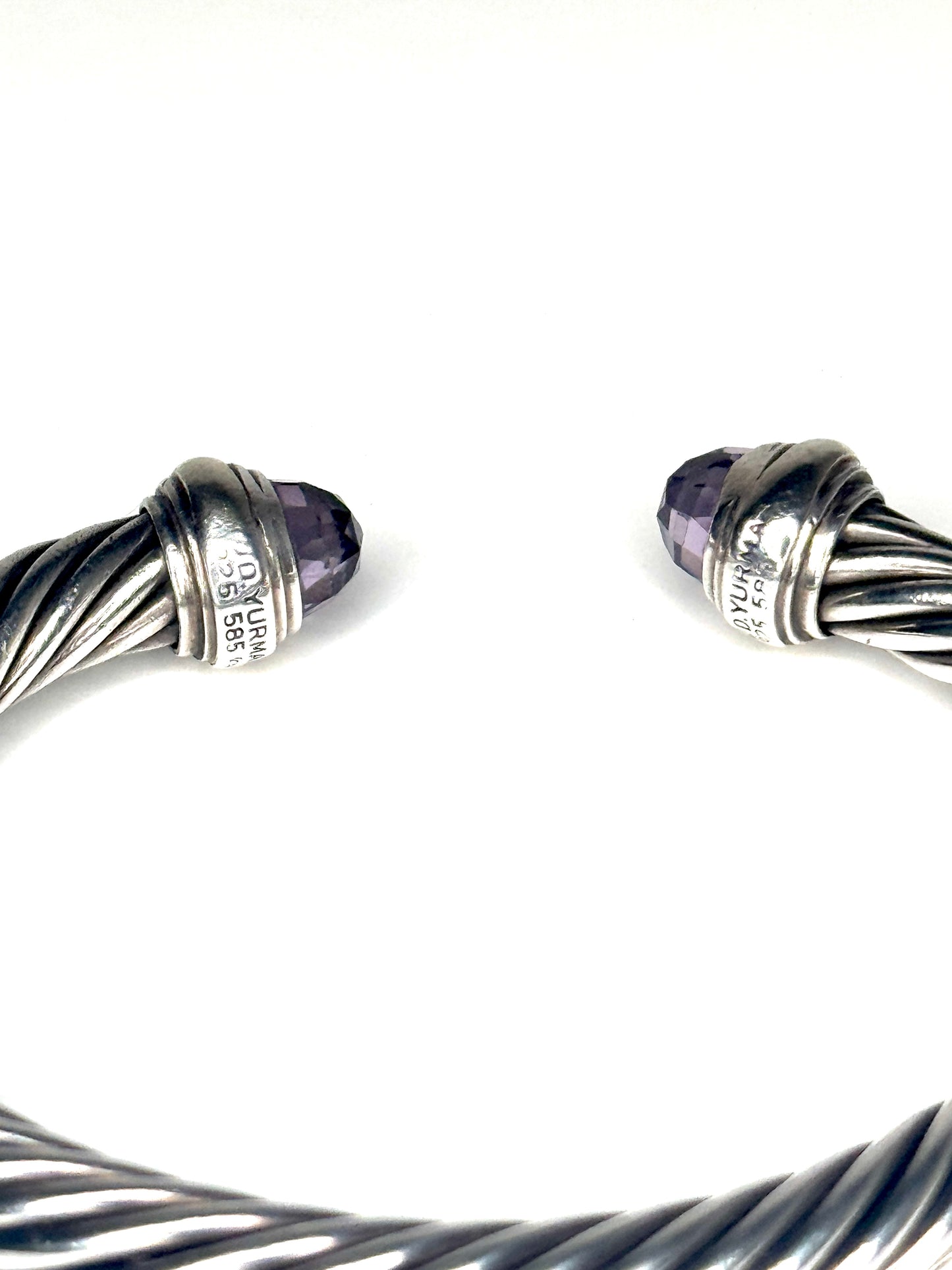 David Yurman Sterling Silver 14k gold Amethyst Cable 7mm Bracelet