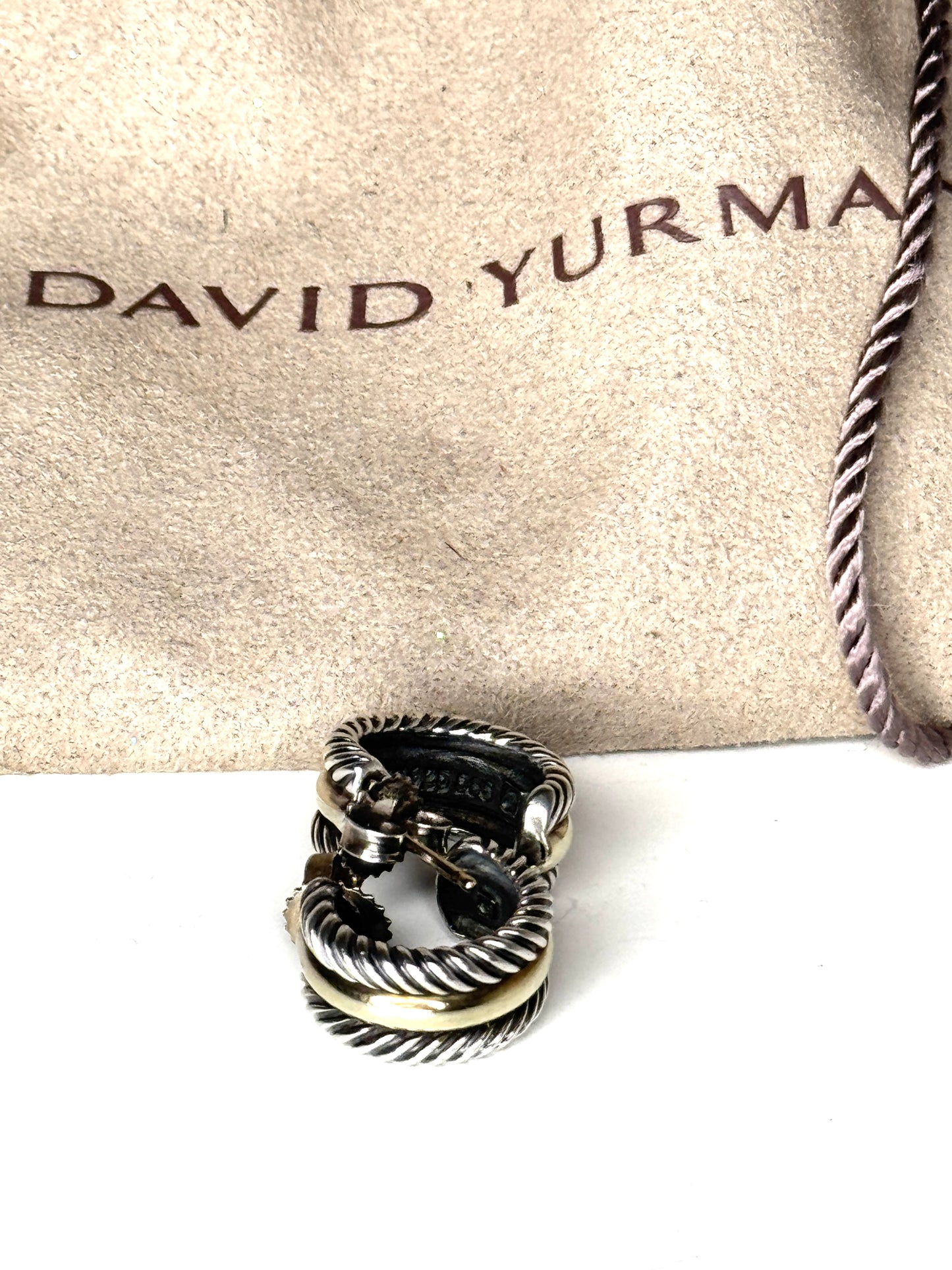 David Yurman 925 Sterling & 14k gold Two-Tone Cable Classic Huggies Earrings