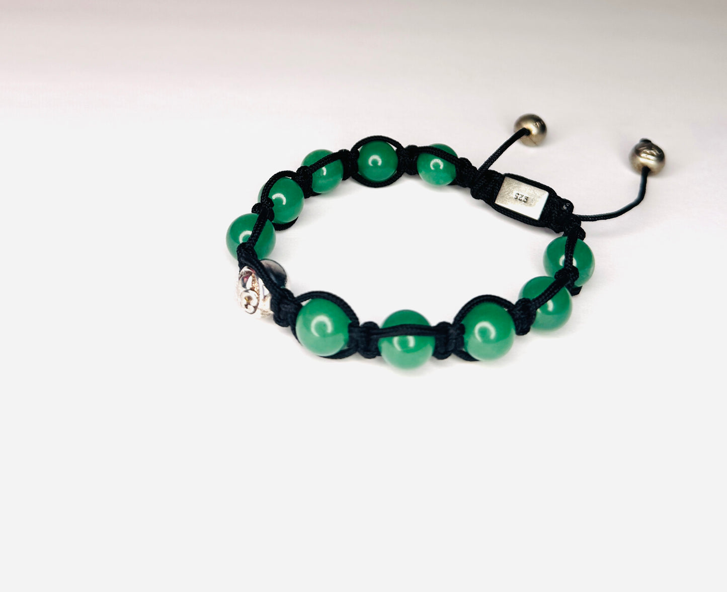 925 Sterling Silver Nialaya Jade Beaded adjustable Bracelet