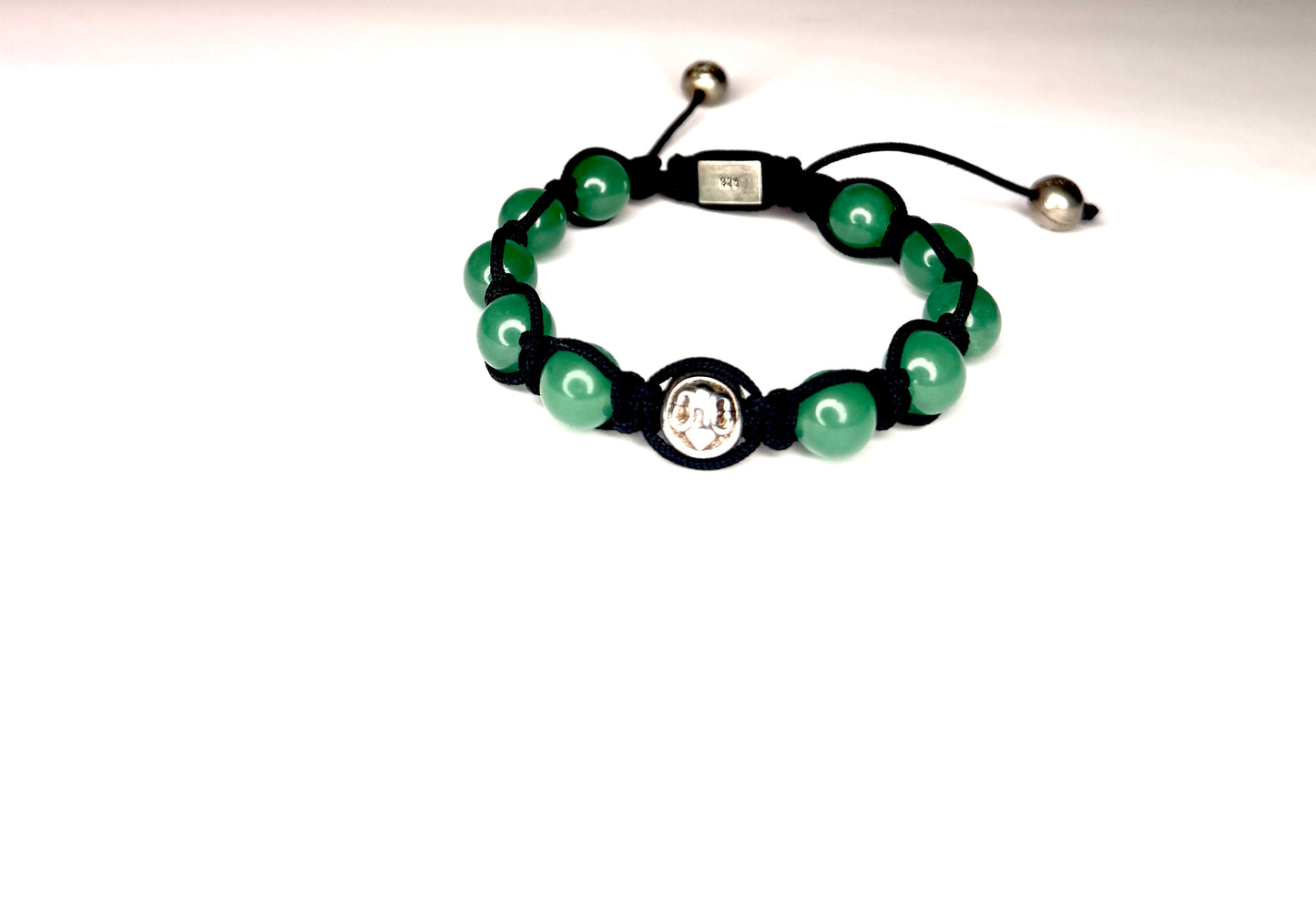 925 Sterling Silver Nialaya Jade Beaded adjustable Bracelet