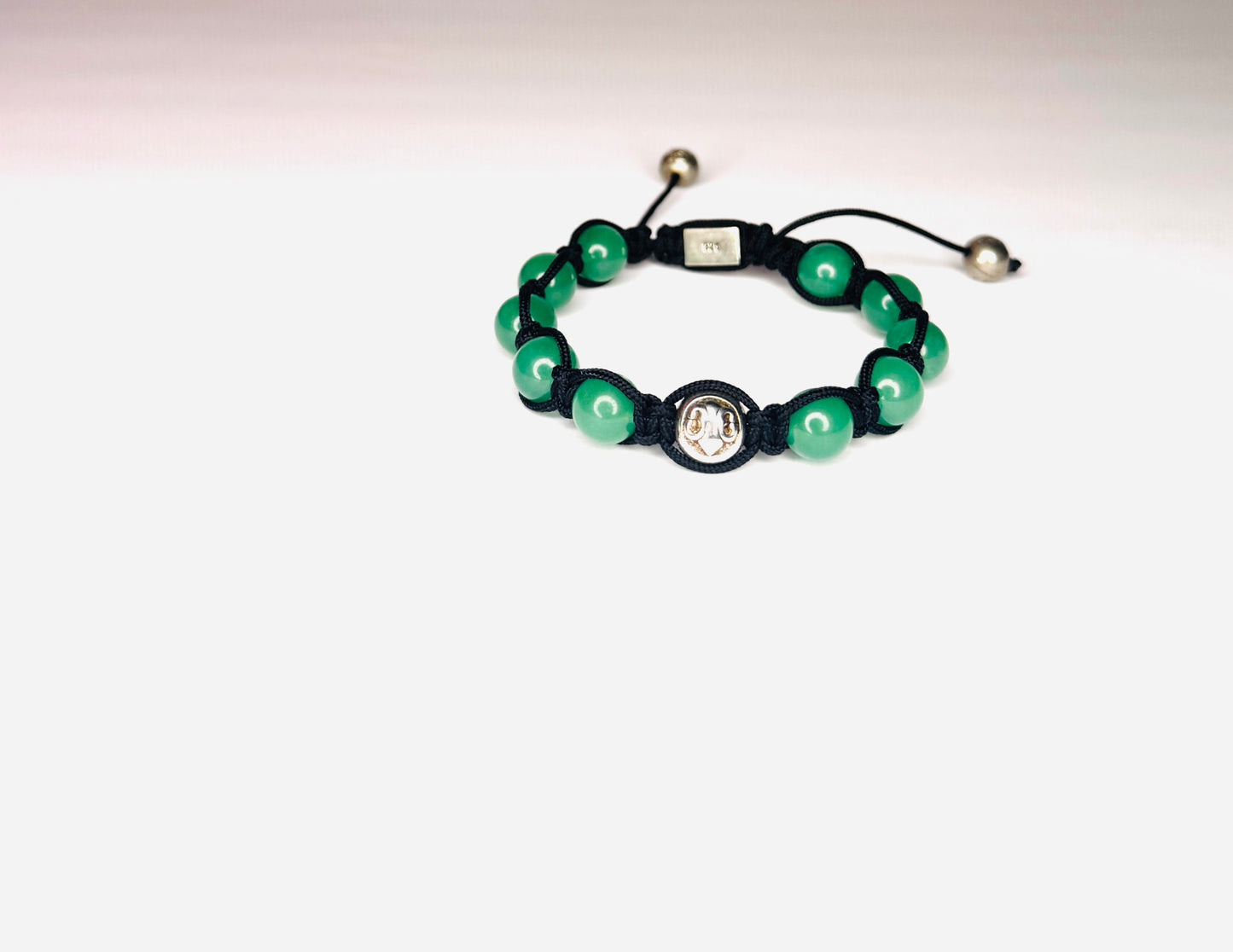 925 Sterling Silver Nialaya Jade Beaded adjustable Bracelet