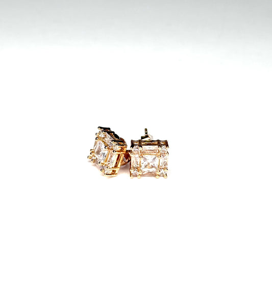 Gold Plated Stud Square Earrings