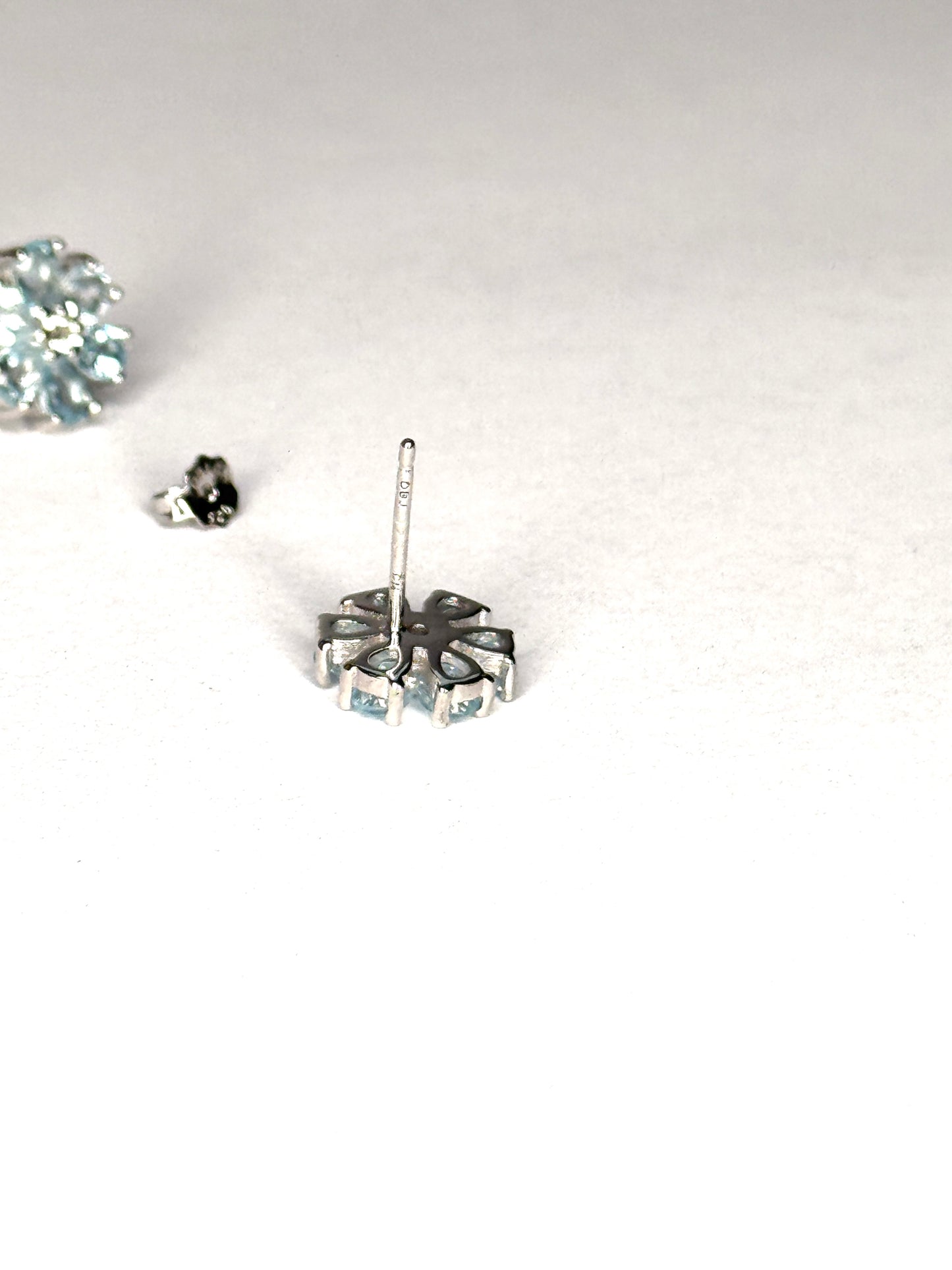 Sterling Silver Genuine Blue Topaz & White Topaz Stud Earrings