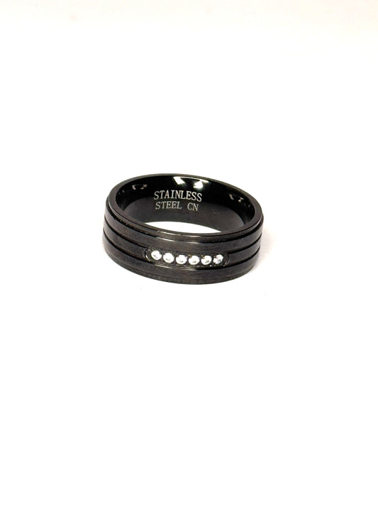 Black Band Men’s Stainless Steel Ring Size 10.5