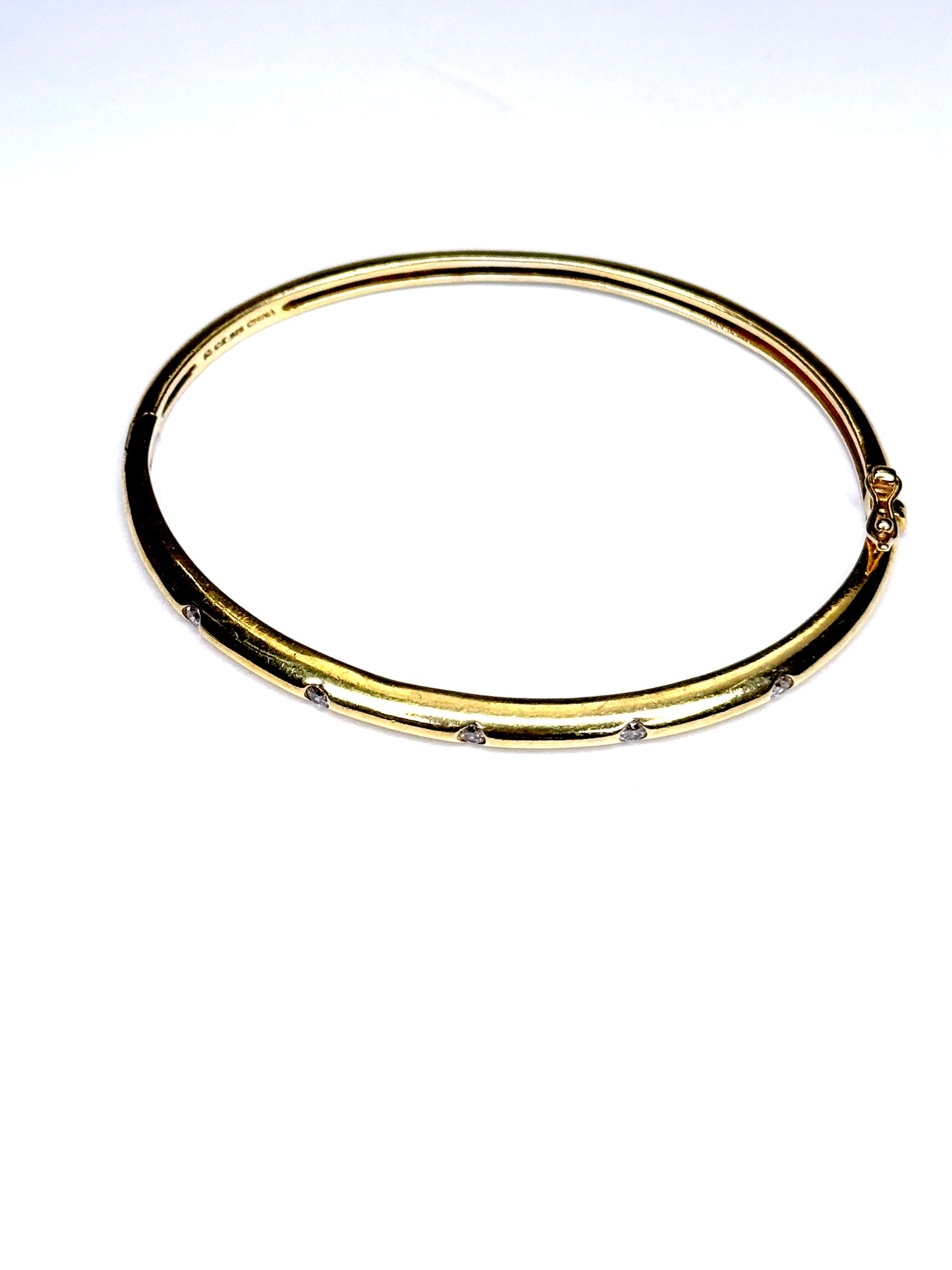 925 Sterling Silver gold overlay bangle with CZ gemstones