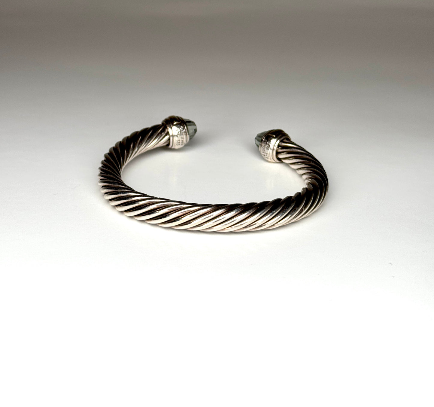 David Yurman Cable  Prasiolite Bracelet in Sterling Silver  & 14k Yellow Gold