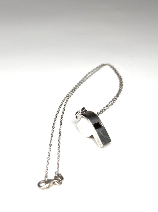 Vintage Whistle Blower Charm 925 Mexico Sterling Silver Necklace