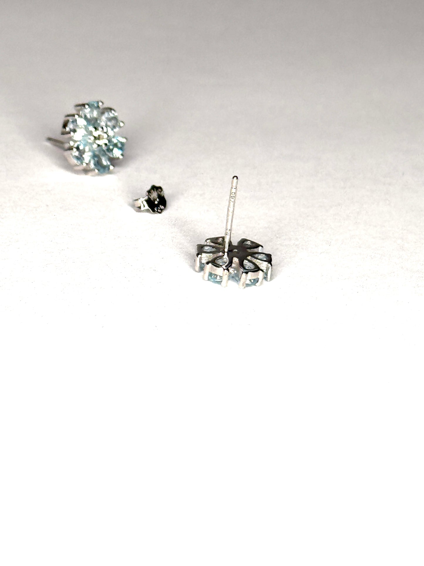 Sterling Silver Genuine Blue Topaz & White Topaz Stud Earrings