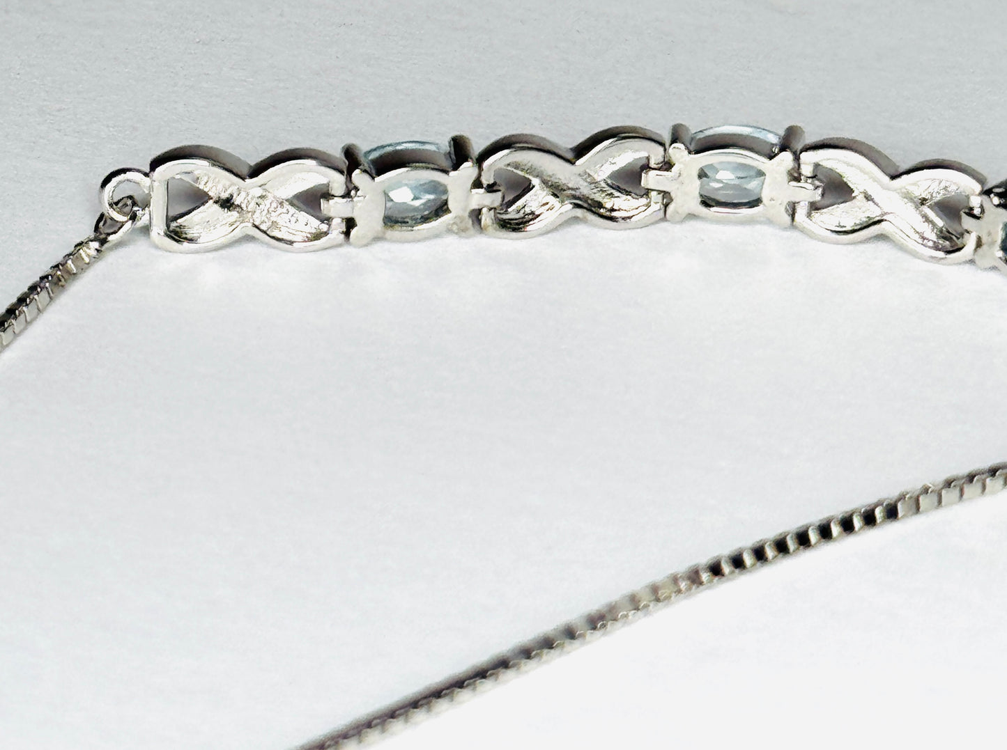 Genuine 925 Sterling Silver Adjustable Blue Topaz Bracelet