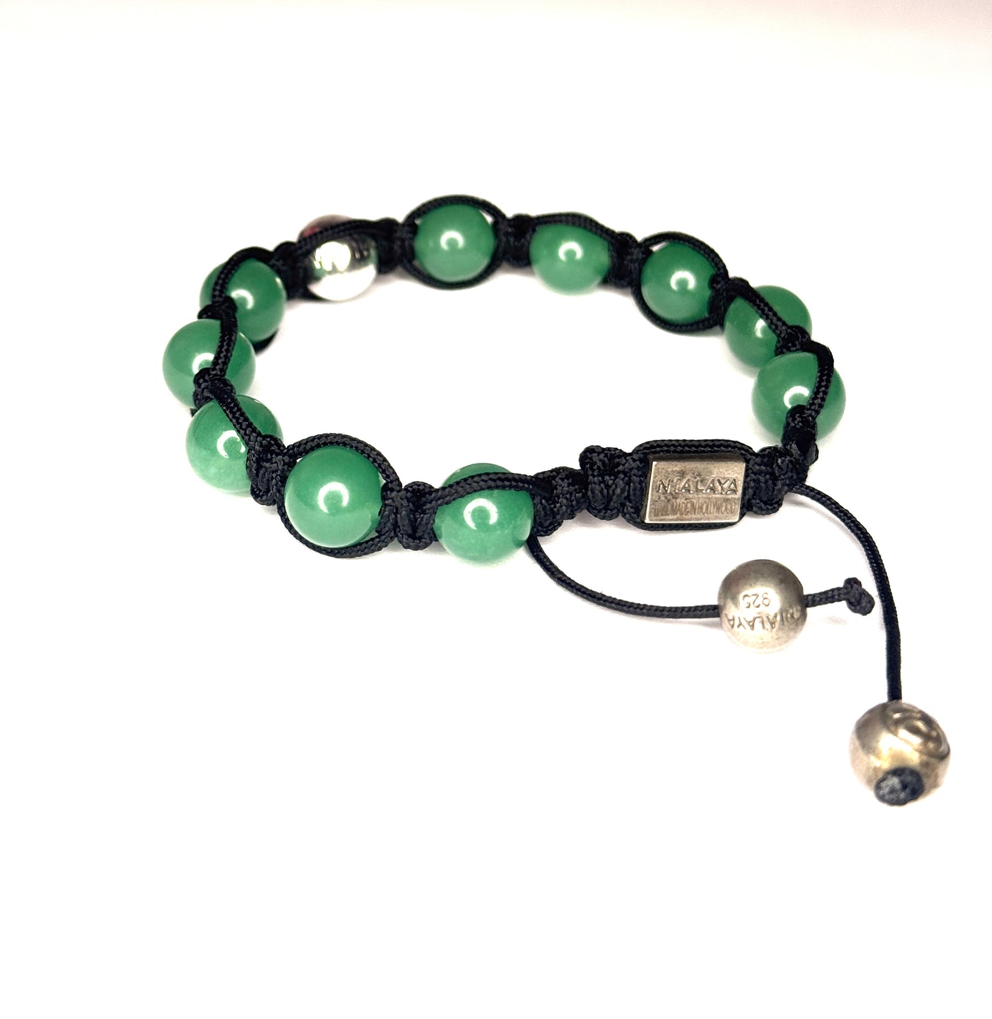 925 Sterling Silver Nialaya Jade Beaded adjustable Bracelet