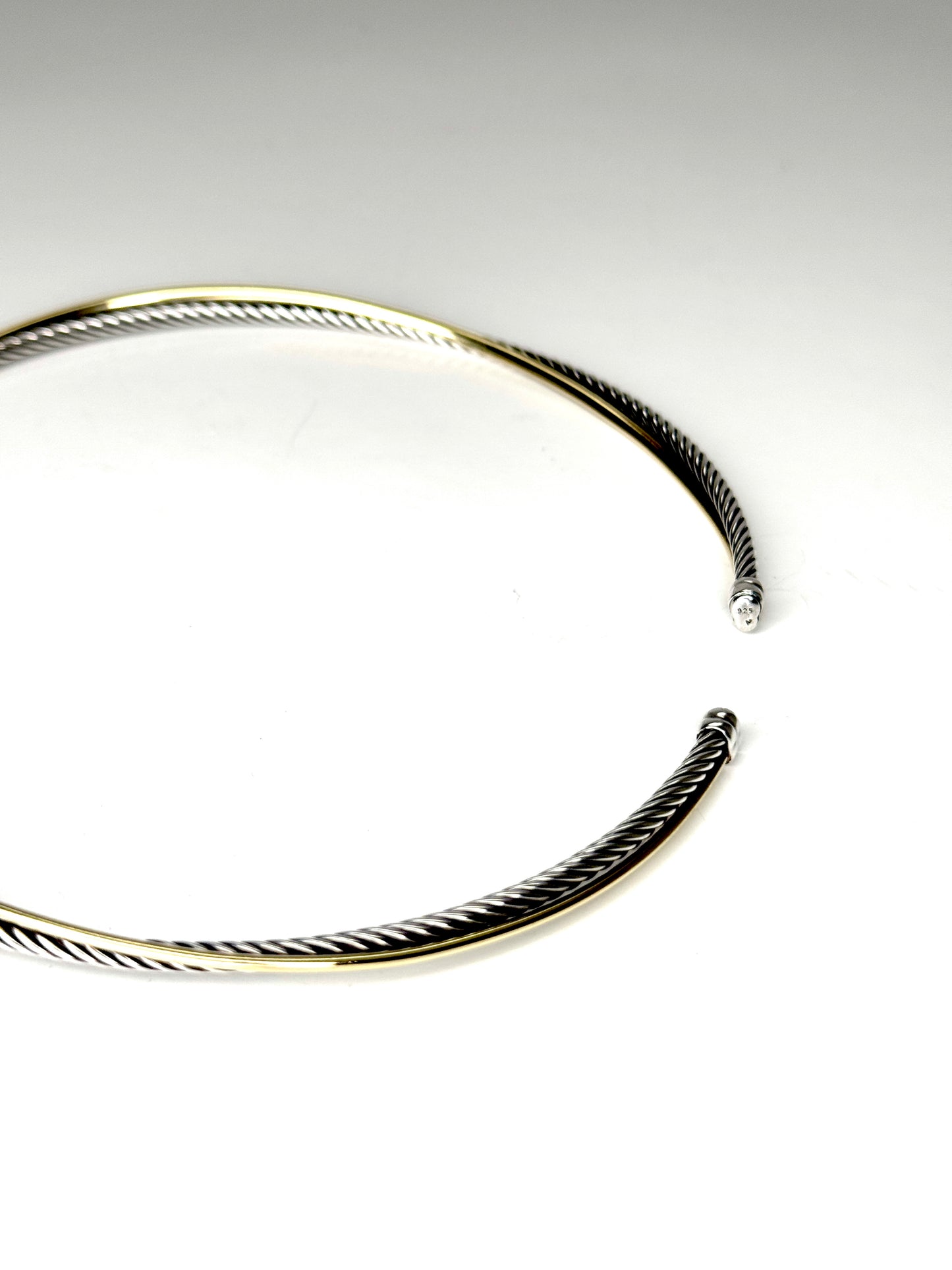 David Yurman Silver  & 18k Gold twisted  Crossover Collar Cable Choker / Collar Necklace