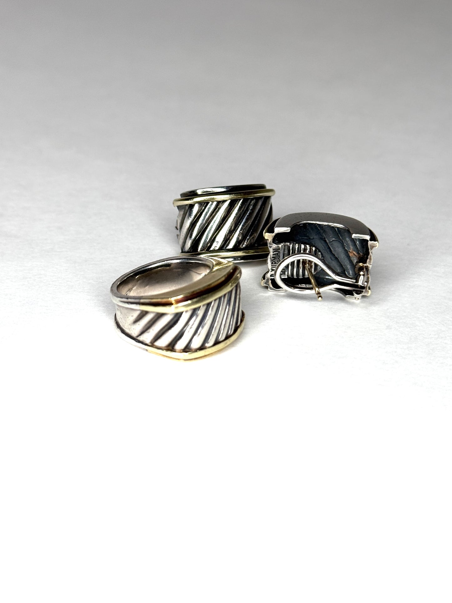 David Yurman Sterling & 14K Two-Toned Cigar Band Cable Ring size 6