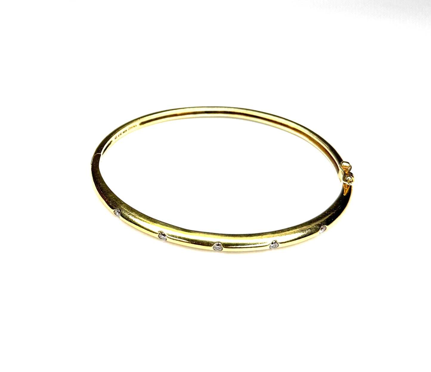 925 Sterling Silver gold overlay bangle with CZ gemstones