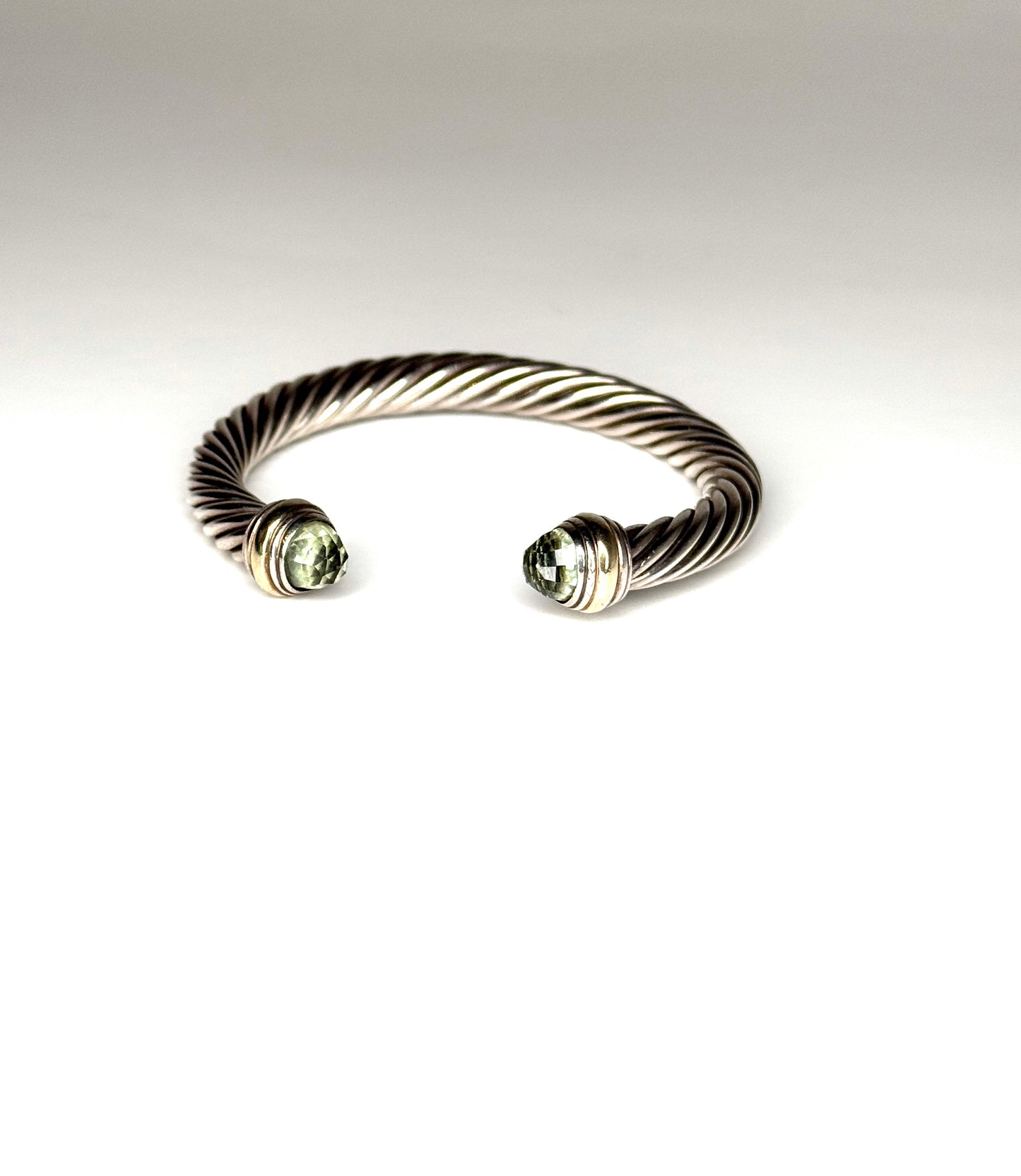 David Yurman Cable  Prasiolite Bracelet in Sterling Silver  & 14k Yellow Gold