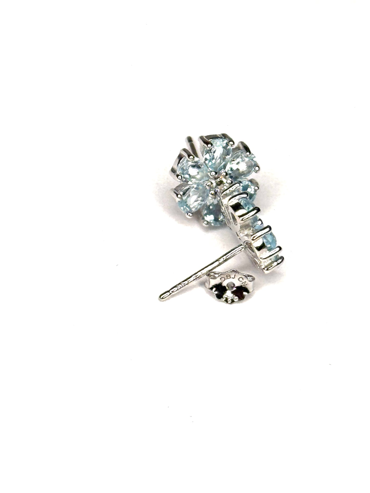 Sterling Silver Genuine Blue Topaz & White Topaz Stud Earrings