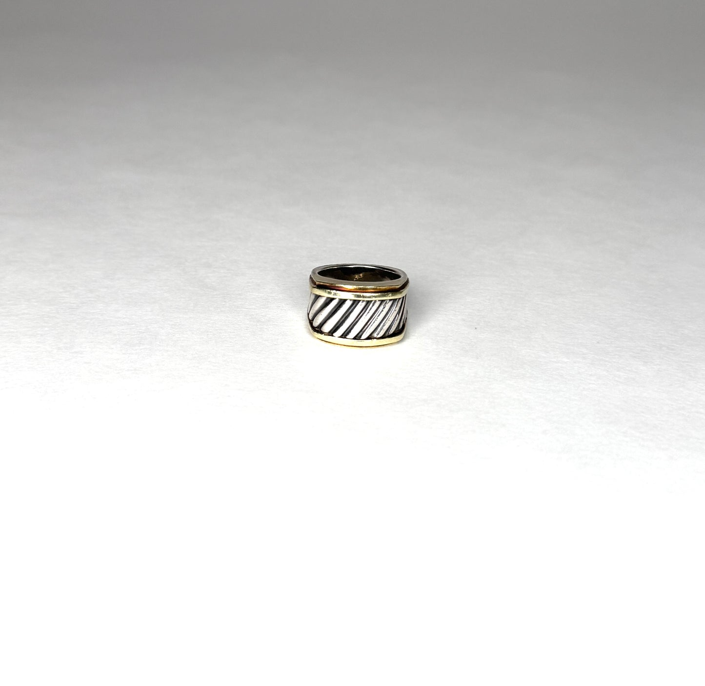 David Yurman Sterling & 14K Two-Toned Cigar Band Cable Ring size 6