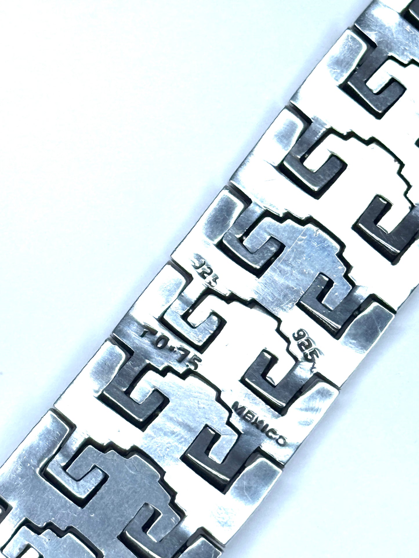 Vintage Aztec craftsmanship  925 Sterling Silver Taxco Design Bracelet