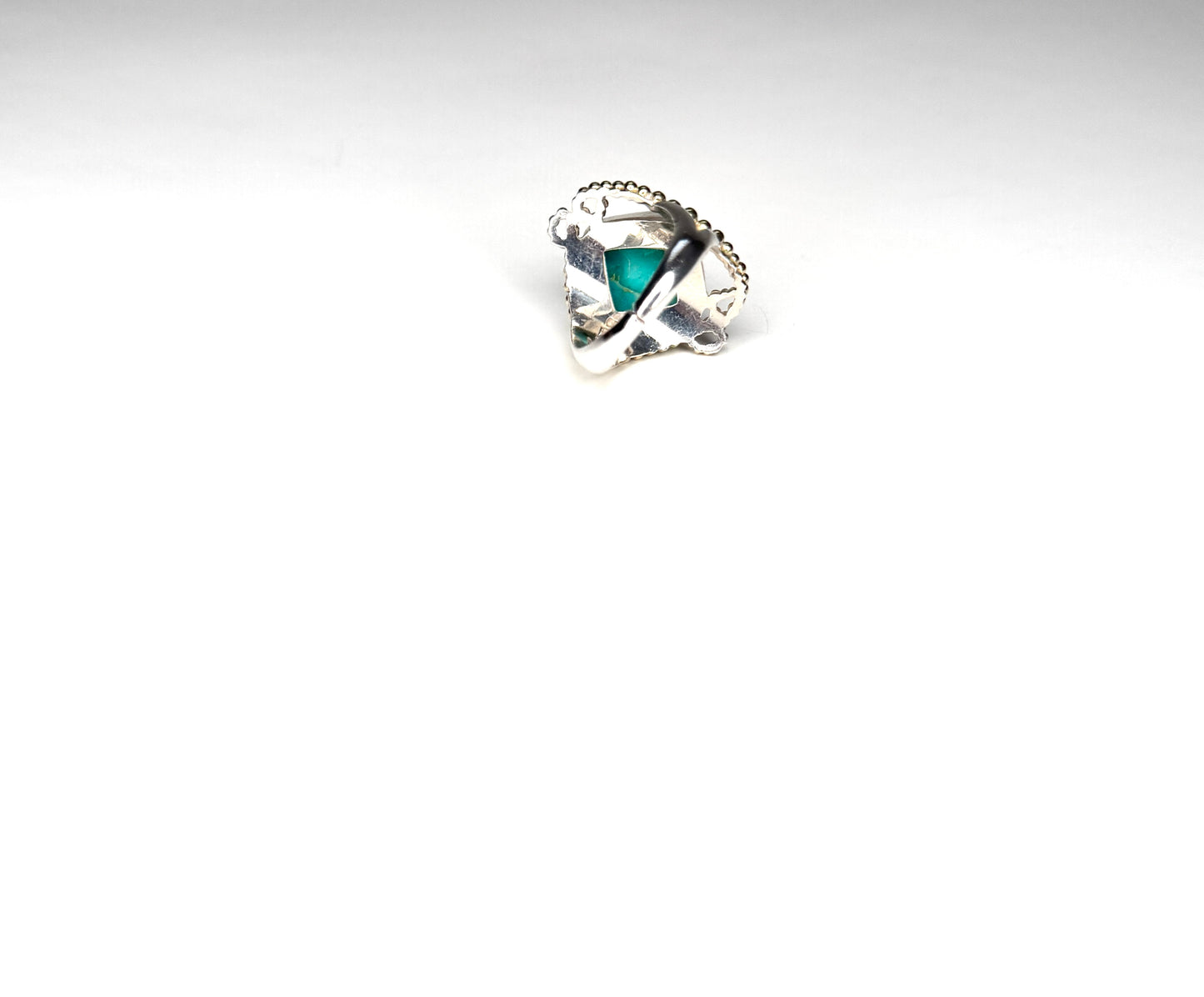 Vintage 925 Sterling Indonesia Turquoise Gold Accent Ring Size 9.5