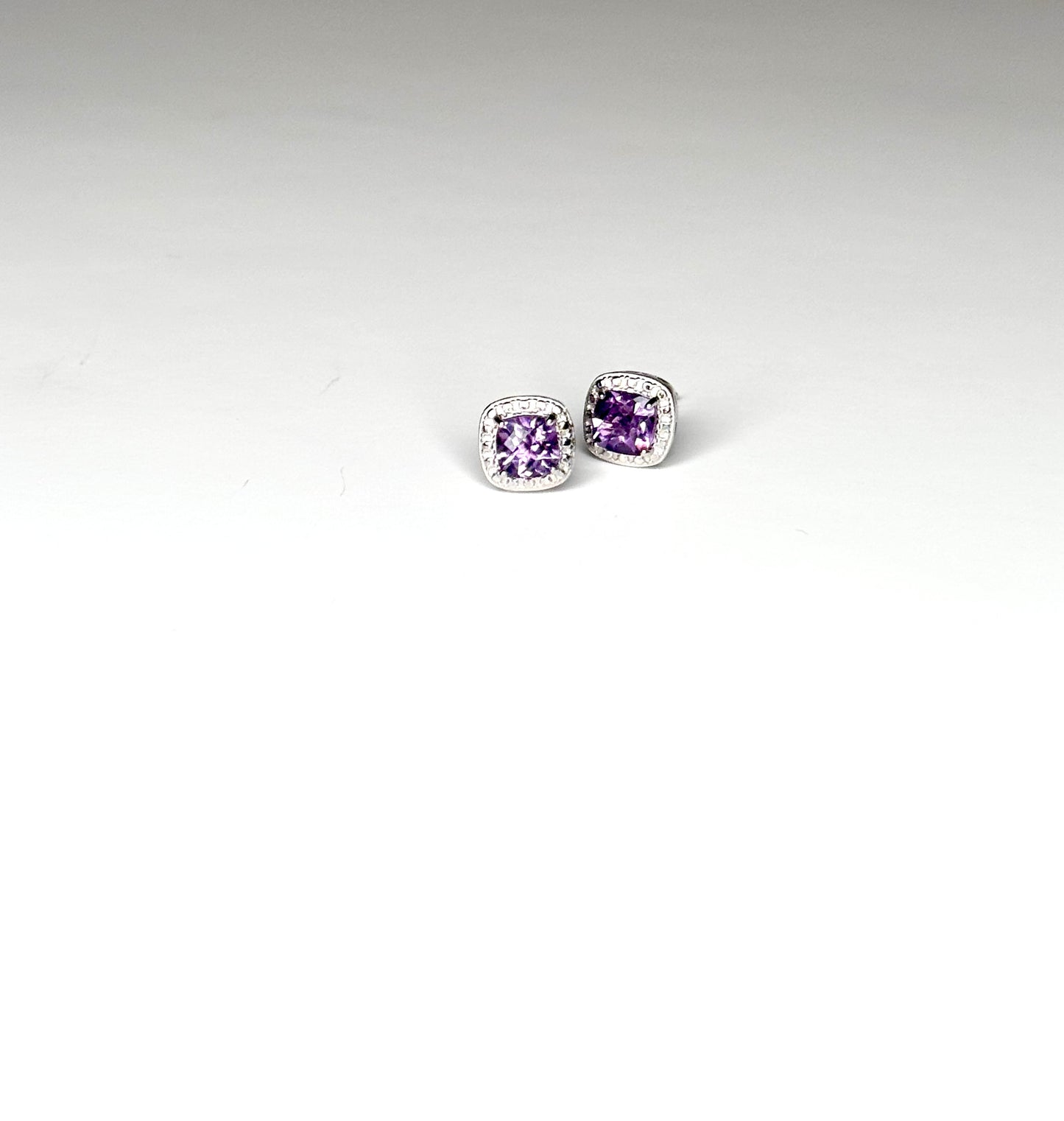 Genuine Amethyst & (0.5 carat) Diamond Sterling Silver Necklace & Earrings Set