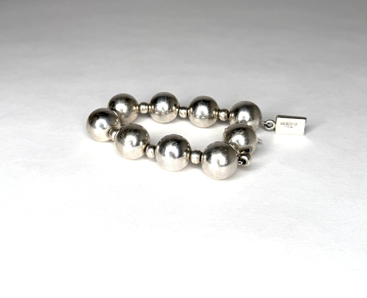 Vintage Mexico 925 Silver Ball Bracelet