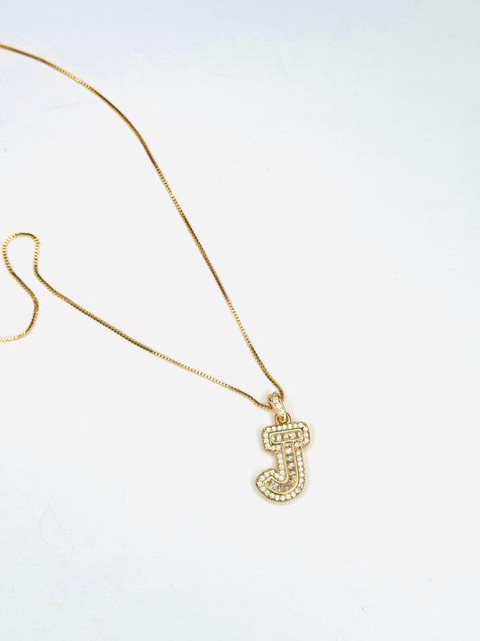 Gold Plated Fancy J Initial Necklace