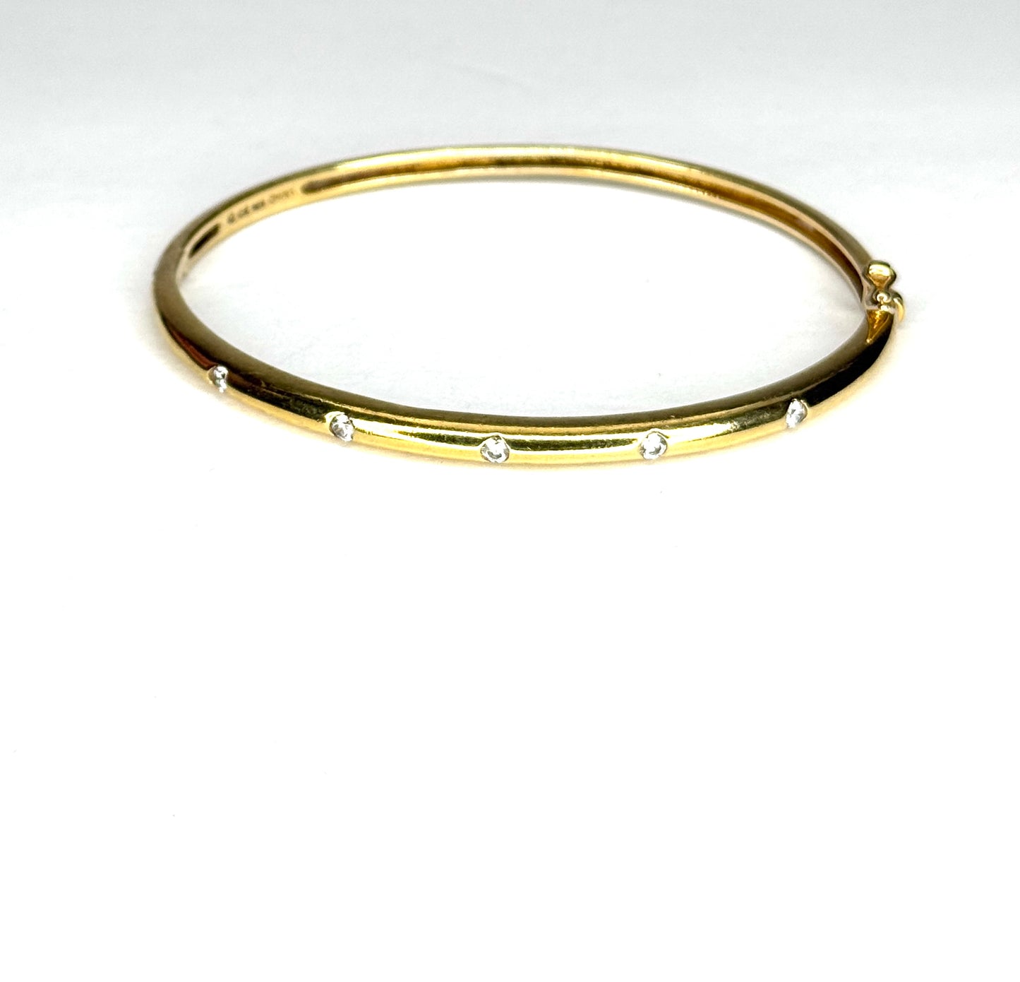 925 Sterling Silver gold overlay bangle with CZ gemstones