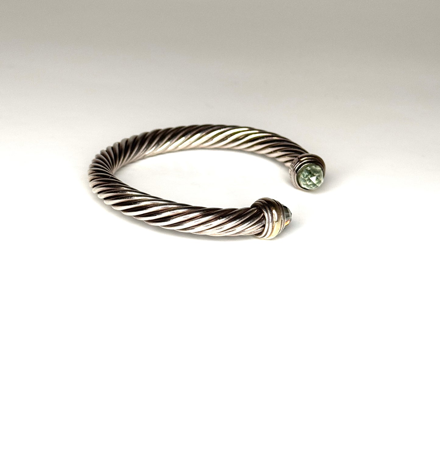 David Yurman Cable  Prasiolite Bracelet in Sterling Silver  & 14k Yellow Gold