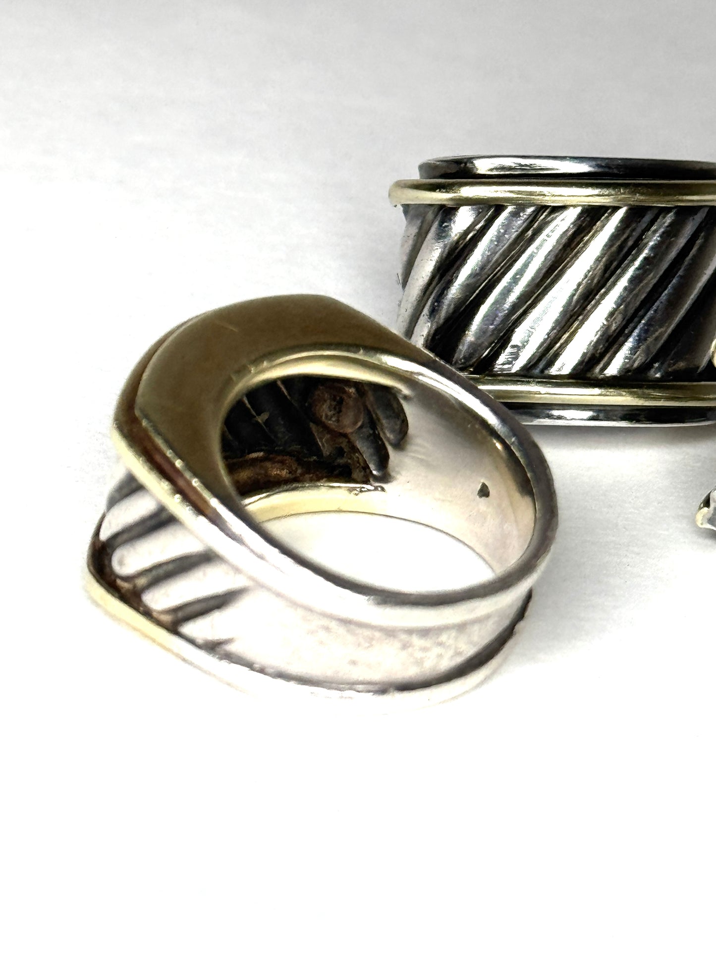 David Yurman Sterling & 14K Two-Toned Cigar Band Cable Ring size 6